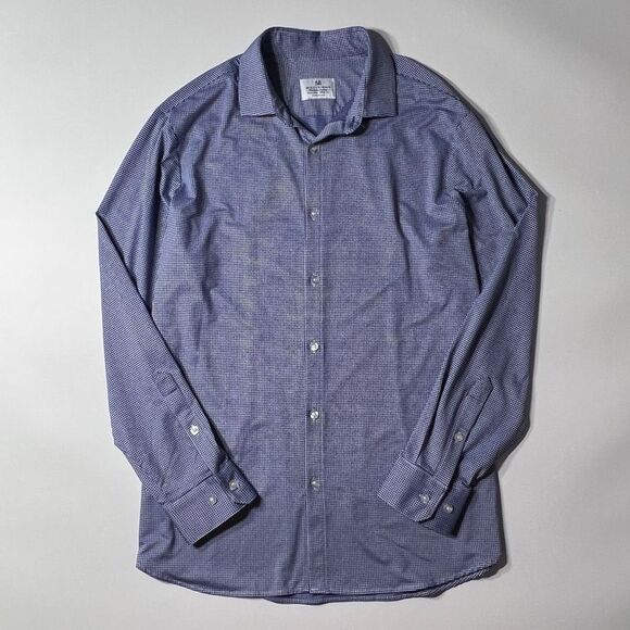 Mizzen + Main Mens XXL Trim Fit Long Sleeve Button Up Performance Shirt Gingham - Picture 2 of 10